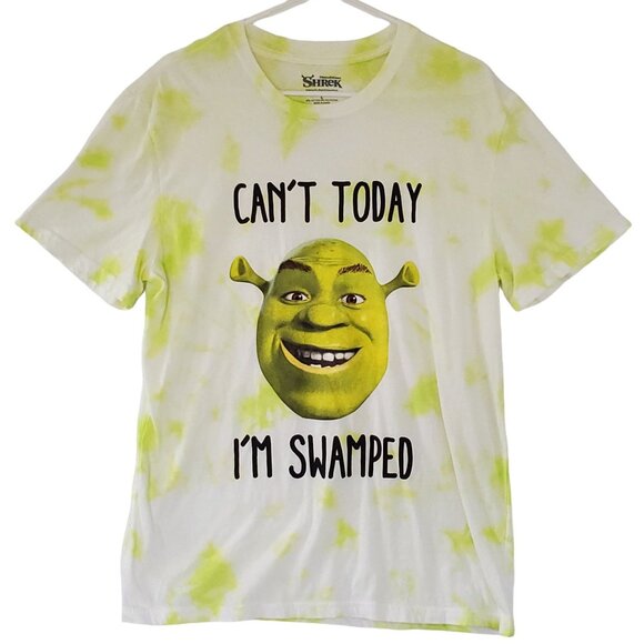 Shrek "Can't Today I'm Swamped" Tie-Dye Graphic Tee Cotton Blend Dreamworks - Picture 1 of 6
